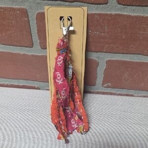 Sold!! Colorful Kantha Bag Charm/Keychain W/Hope Charm Tassel #1